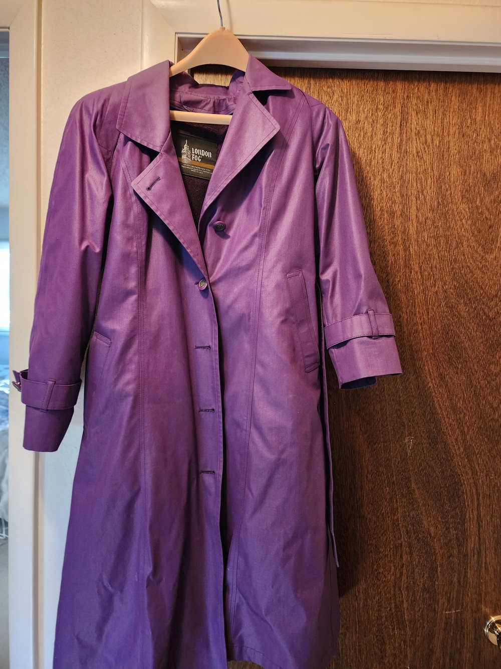 London Fog Purple Trench Coat - Women's Classic Button-Front